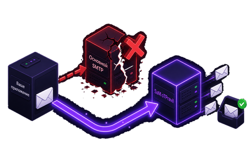 Основной SMTP недоступен — трафик уходит в обход через SaM oTPravil